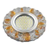DLS-L136 GU5.3 GLASSY/GOLD Светильник декоративный встраиваемый, серия Luciole. Без лампы, GU5.3. Доп. светодиодная подсветка 3Вт. Стекло. Зеркальный/прозрачный+светло-желтый. ТМ Fametto UL-00003864 Uniel
