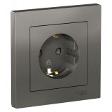 Розетка ATLASDESIGN с заземлением со шторками 16А в сборе сталь ATN000944 Systeme Electric