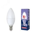 Лампа светодиодная LED-C37-9W/DW/E14/FR/NR Форма свеча, матовая. Серия Norma. Дневной белый свет (6500K). Картон. ТМ Volpe UL-00003802 Uniel