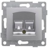 GUSI Bravo механизм розетки  компьютерной и телефонной (RJ45, RJ12), скрытая установка.  Цвет серебро. С10КТ-004 GUSI ELECTRIC