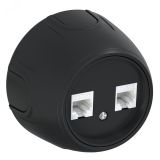 Розетка двойная компьютерная RJ45 кат.5e  Rotondo, цвет черный 7700895 OneKeyElectro