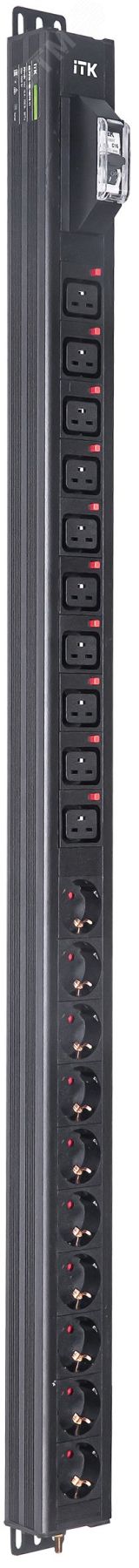 Блок распределения питания ITK BASE PDU PV1101 24U 1ф 16А 10SCHUKO 10C19 без каб. BS-PV70-10D-10C19-11 ITK