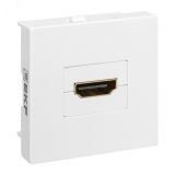 Розетка HDMI 45x45, 2 модуля, 1 гнездо, без индикатора, белая EKF E2MR-21HDMI-10 EKF
