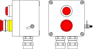 Взрывозащищенный пост управления из полиэстера CPE-Р-03 -(1xLR(250) -1xP3E(11)) - 2x6018AASBKGM2SB(C)1Ex d e IIC T6 Gb / Ex tb IIIC T80°C Db IP66 2231.031.19.054 DKC