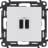 Valena LIFE.Зарядное устройство с двумя USB-разьемами тип C-тип С 240В/5В 3000мА.С лицевой панелью.Цвет Белый 753107 Legrand