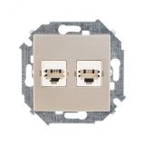 15 Розетка телефонная двойная скрытая 2хRJ11 винтовые зажимы шампань 1591589-034 Simon