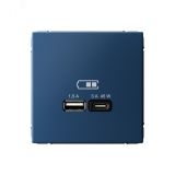 ARTGALLERY USB розетка A + тип-C 45Вт высокоскор.заряд. QC, PD, механизм, аквамарин GAL001129 Systeme Electric