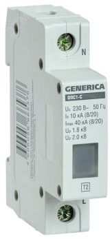 Ограничитель импульсного перенапряжения ОПС1-C 1Р 10/40кА 230В GENERICA MOP20-1-C-G IEK