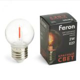 Лампа светодиодная LED 2вт Е27 красный шар 48933 FERON