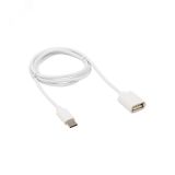 Кабель OTG Type C на USB, 2,4A, PVC, white, 1m, 18-1180, 18-1180 REXANT