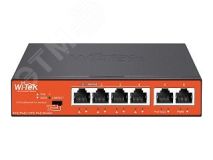Коммутатор неуправляемый PoE 6 портов, 4хPoE 10/100 Мб/с, 2хRJ45, 65 Вт WI-PS205 v4 Wi-Tek