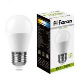 Лампа светодиодная LED 13вт Е27 белый матовый шар 38105 FERON