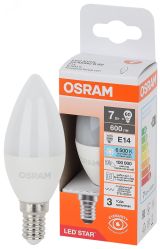 Лампа светодиодная LED Star Свеча 7Вт (замена 60Вт), 600Лм, 6500К, цоколь E14 OSRAM 4058075696532 LEDVANCE