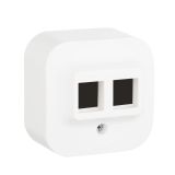 Quteo Адаптер для 1 или 2 розеток RJ45 Keystone   белый наружный 782226 Legrand/Daccord