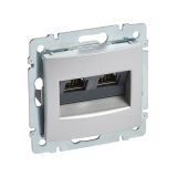 VALENA Розетка компьютерная RJ45 2 выхода STP 10 GIGA алюминий 770273 Legrand/Daccord
