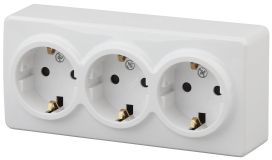 Розетка 3х2P+E Schuko, 16A-250В, ОУ, Эра Эксперт, белый, 11-2208-01 Б0020700 ЭРА