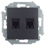 Розетка для передачи данных 2xRJ45 Cat.5e UTP (AMP) цвета графит S15 1591552-038 Simon