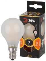 Лампа светодиодная филаментная F-LED P45-7W-827-E14 frost (филамент, шар мат., 7Вт, тепл, E14 (10/100/3000) Б0027956 ЭРА