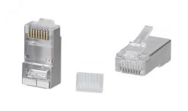 Коннектор RJ-45 под витую пару, категория 6, экр анированный, универсальный (для одножильного и многожильного кабеля), для проводников с толщиной по изоляции до 1,05 мм, со вставкой 7779c Cabeus