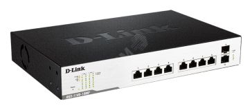 Коммутатор настраиваемый L2 PoE 10 портов, 8хPoE 10/100/1000 Мб/с, 2хSFP, 242 Вт 123376 D-Link