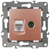 Розетка комбинированная RJ45+TV, Эра12, медь, 12-3110-14 Б0027449 ЭРА