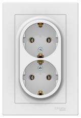 ATLASDESIGN РОЗЕТКА двойная с заземлением, 16А, в сборе, ЛОТОС ATN001324 Systeme Electric