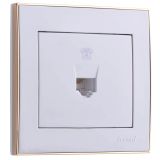 Розетка RAIN телефонная евро белая с боковой вставкой золото 703-0226-137 Lezard