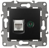 Розетка комбинированная RJ45+TV, Эра12, антрацит, 12-3110-05 Б0027445 ЭРА