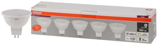 Лампа светодиодная LED 6 Вт GU5.3 3000К 480Лм спот 220 В (замена 50Вт) OSRAM 4058075584778 LEDVANCE