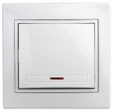 Выключатель Intro Plano 1-102-01 одноклавишный с подсветкой, 10А-250В, IP20, СУ, белый Б0053729 ЭРА