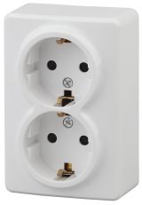 Розетка 2х2P+E Schuko, 16A-250В, ОУ, Эра Эксперт, белый, 11-2205-01 Б0020691 ЭРА
