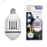 Лампа светодиодная антимоскитная LED 6 Вт 400 Лм 3500К E27 теплая антимоскитная Mosquito Gauss GMQ01 GAUSS