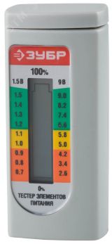 Тестер уровня заряда батарей для элементов питания ААА, АА, С, D, LR44, 6LR61(корунд) 59260 ЗУБР