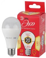 Лампа светодиодная ECO LED A65-20W-827-E27 (диод, груша, 20Вт, тепл, E27 (10/100/1500) Б0031709 ЭРА