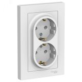 Розетка ATLASDESIGN двойная с заземлением 16А в сборе белый ATN000124 Systeme Electric