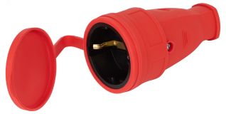 Розетка RX10-R-IP44 каучуковая c заземлением 16А IP44 прямая красная Б0055419 ЭРА