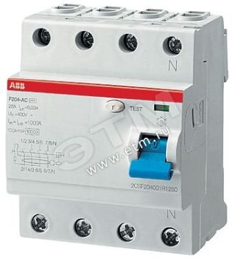 Выключатель дифференциального тока (УЗО) 4п 63А 30мА F204 АС 2CSF204001R1630 ABB