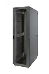 Шкаф серверный напольный S3000, IP20, 33U, 1625х600х800 мм (ВхШхГ), дверь: перфорация, задняя дверь: перфорация, боковая панель: сплошная, разборный, цвет: чёрный 60F-33-68-34BL Eurolan