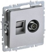 BRITE Розетка двойная TV+RJ45 кат.5E РТВ/РК12-БрА алюминий BR-AK20-1-K47 IEK