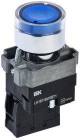Кнопка LA167-BW3671 d=22мм RC 1з с подсвет. синяя BBT20-BW3671-1-12-67-K07 IEK
