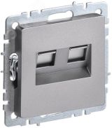 BRITE Розетка компьютерная двойная RJ45 кат.6 РК11-2-БрС сталь IEK BR-K20-2-K46 IEK