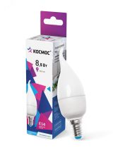 Лампа светодиодная LED 8.5Вт свеча на ветру 220В Е14 6500К холодный 720 лм LkecLED8.5wCWE1465 Космос