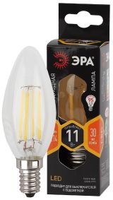 Лампа светодиодная F-LED B35-11w-827-E14 (филамент, свеча, 11Вт, тепл, E14) (10/100/5000) Б0046985 ЭРА