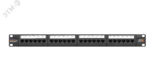 Панель 19'', 1U, 24 порта, Кат.6, RJ45/8P8C, неэкран., черная ЭКО14143 NIKOMAX