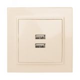 Розетка Минск USB 2-местная СП 2,1А бежевая ERR-2USB-200 EKF