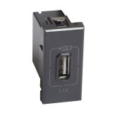 Axolute. Розетка USB для зарядки мобильных устройств 1,1А 230/5В. 1 модуль. Цвет Антрацит HS4285C1 Legrand