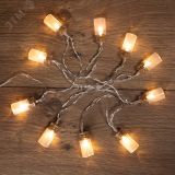 Гирлянда светодиодная баночки 1,5 м, 10 LED, прозрачный ПВХ, свечение тёплый белый, 2 х АА (батарейки не в комплекте) 303-096 Neon-Night