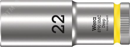Головка торцевая шестигранная 8790 HMC Deep DR 1/2 глубокая 22 x 83 мм WE-004562 Wera