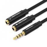 Переходник - разветвитель аудио Jack 3.5 мм M 4 pin на Jack 3.5 мм Fx2, 0.3 м. 1000599588 Vention