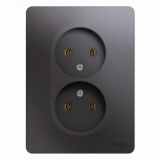 GLOSSA розетка двойная без заземления в сборе графит GSL001320 Systeme Electric